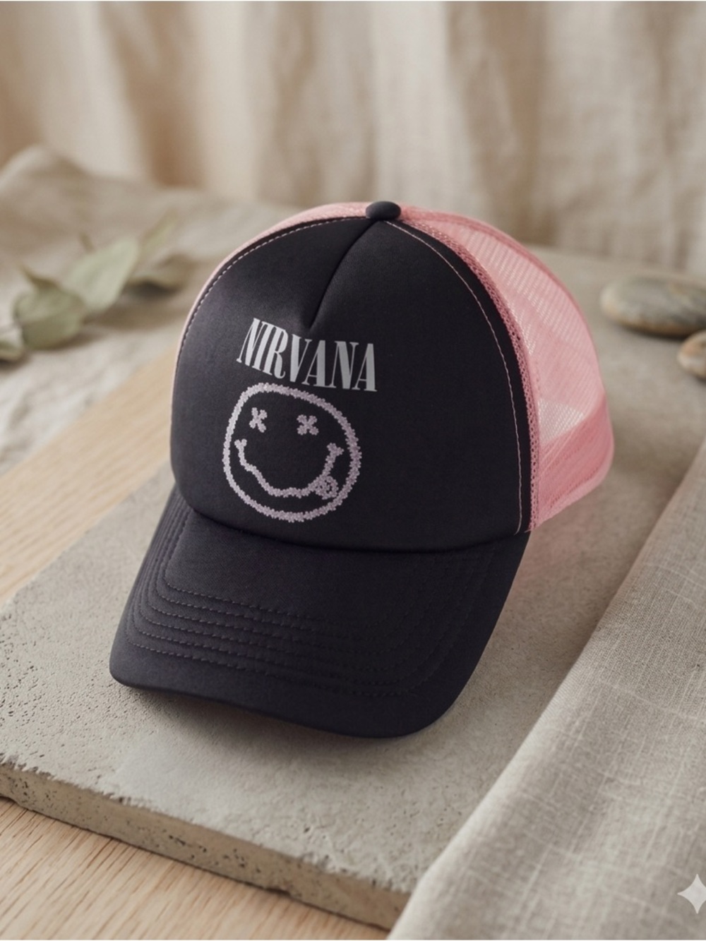 Urban Outfitters Nirvana Band Logo Trucker Hat NWT - Picture 2 of 14